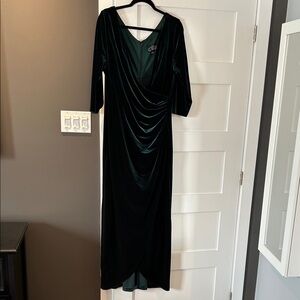 Alex Evenings Emerald Green Velvet Draped Maxi Dress